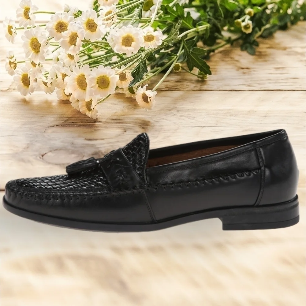NUNN BUSH Men's Strafford Woven Tassel Loafers Black Size 9M New